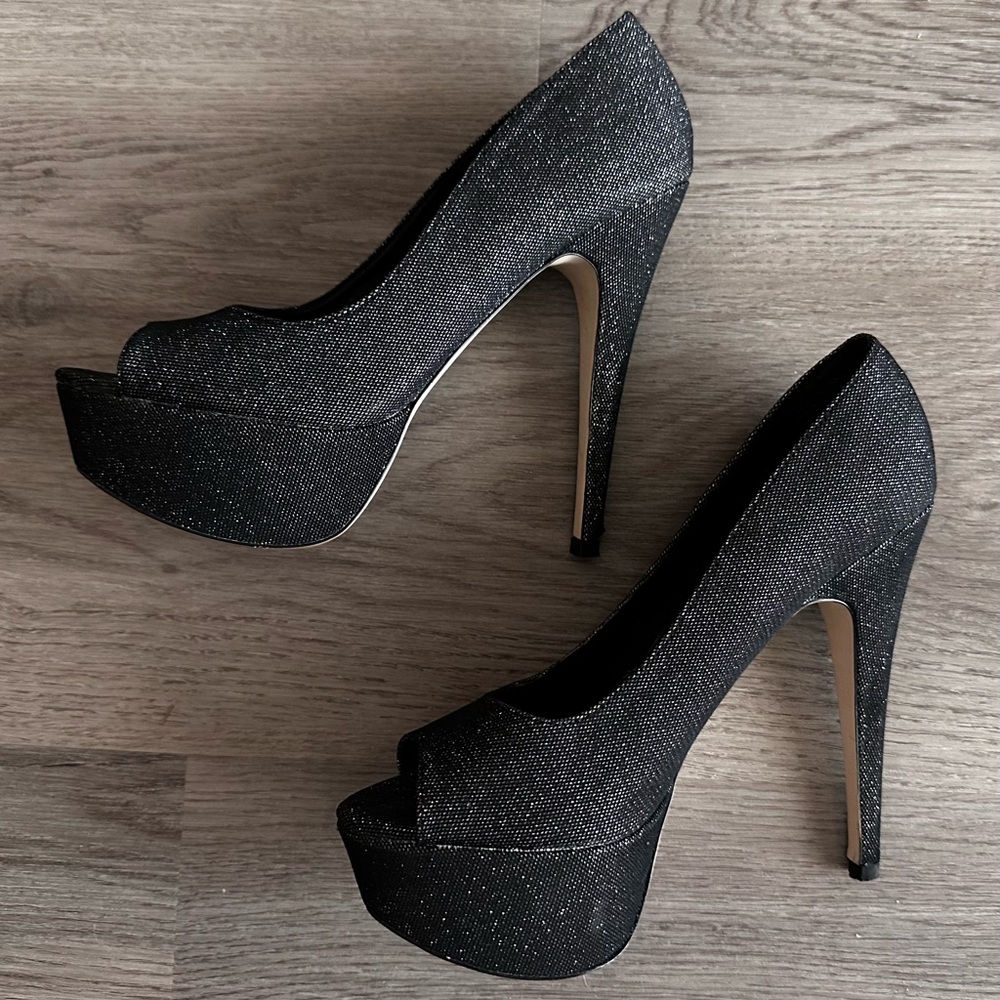 Elegant Black Peep-Toe High Heels